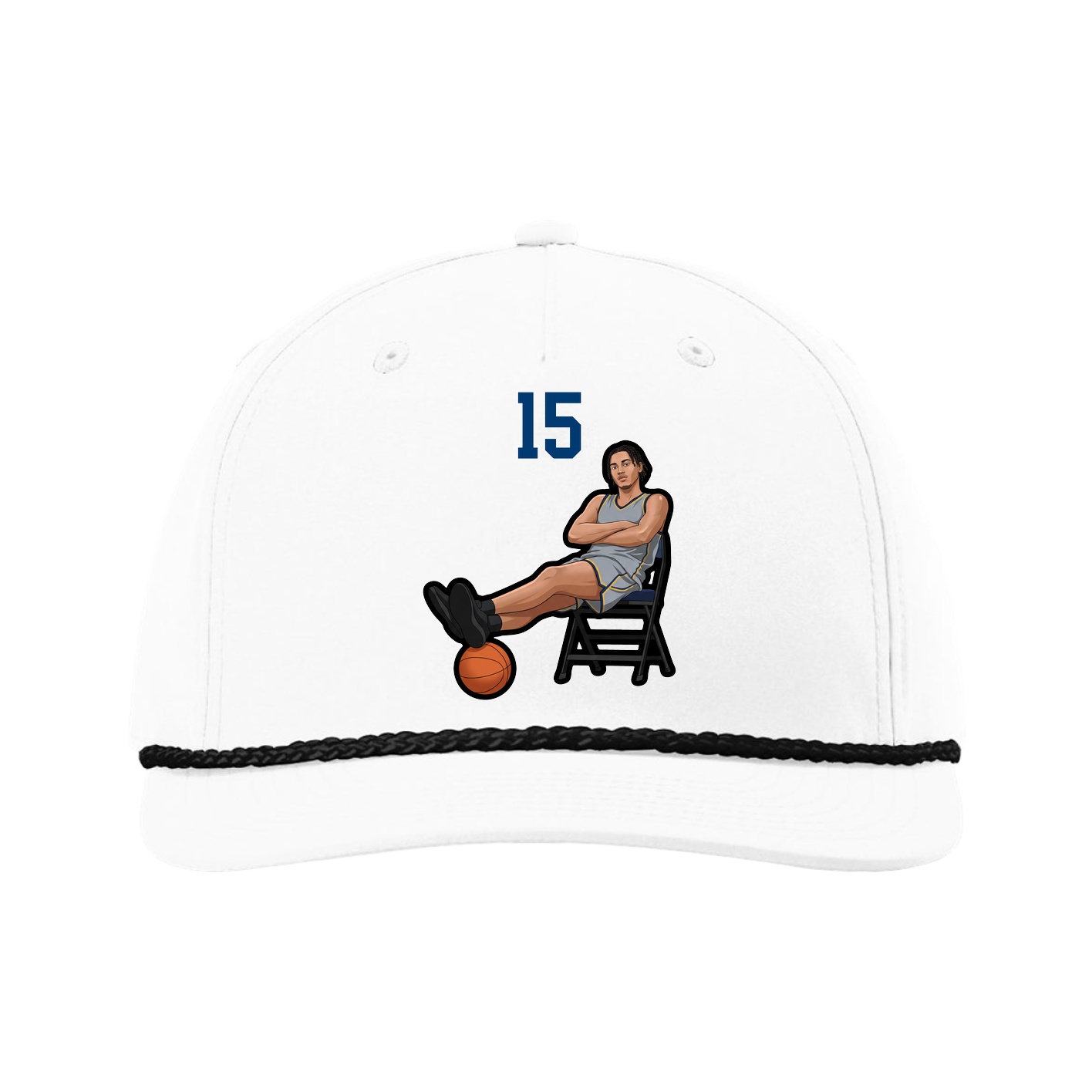 Five-Panel Classic Rope Cap — Number Top in White