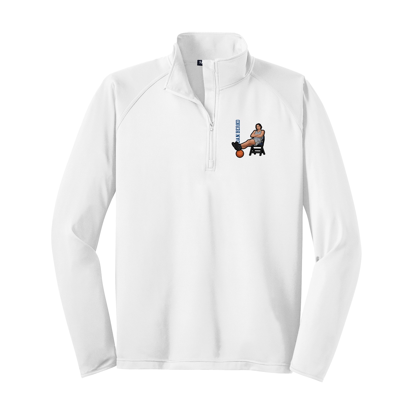 Q-Zip Pullover — Name Vertical in White