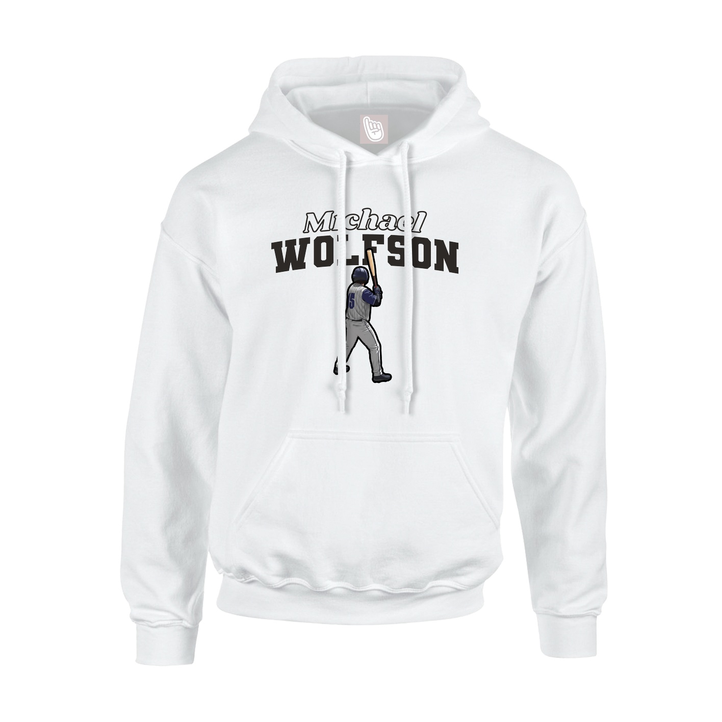 Youth Hoodie — Name Arch in White