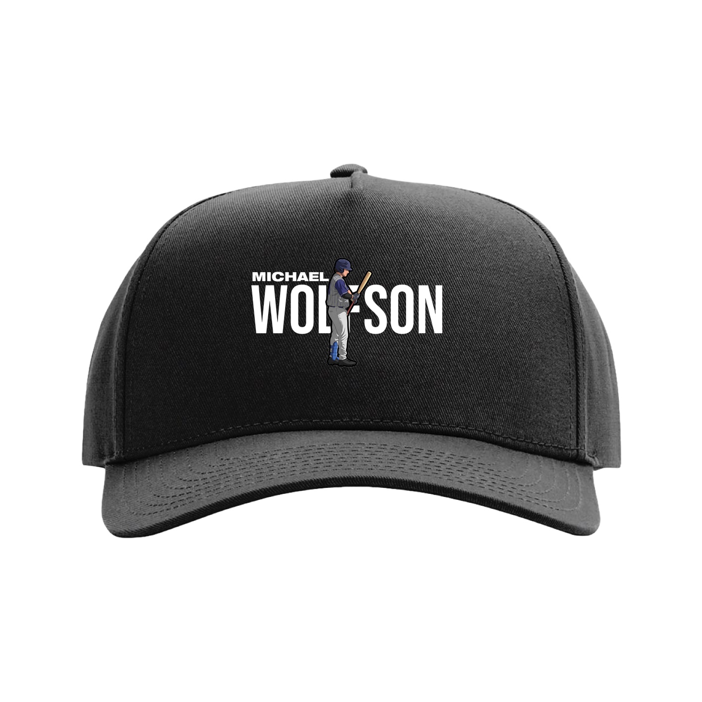 Full Fabric Five-Panel Champ Cap — Player Name in Black