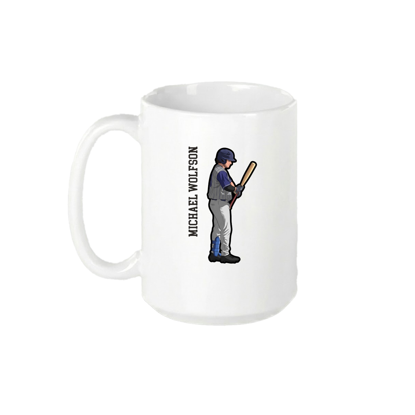 15oz Coffee Mug — Name Vertical in White