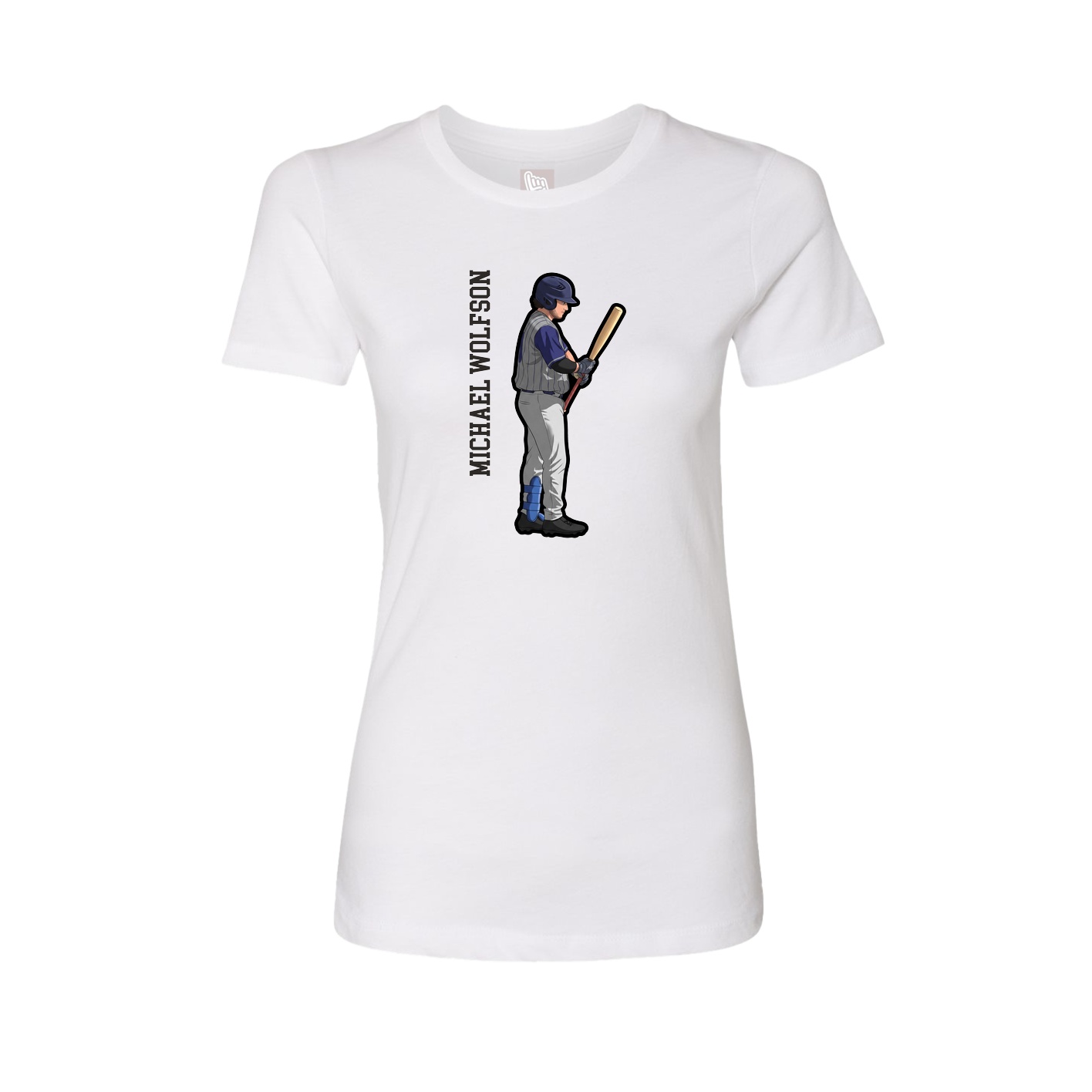 Womens Tee — Name Vertical in White