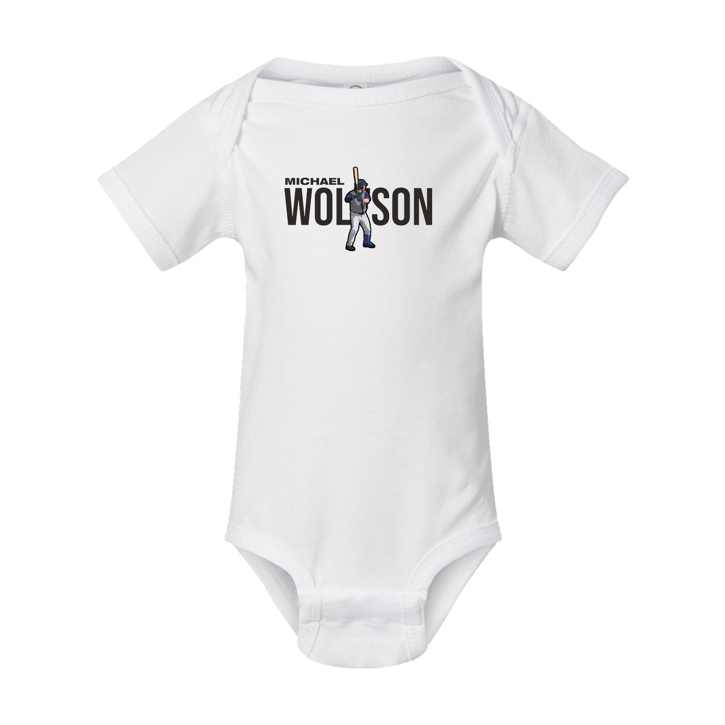 Baby Onesie — Player Name in White
