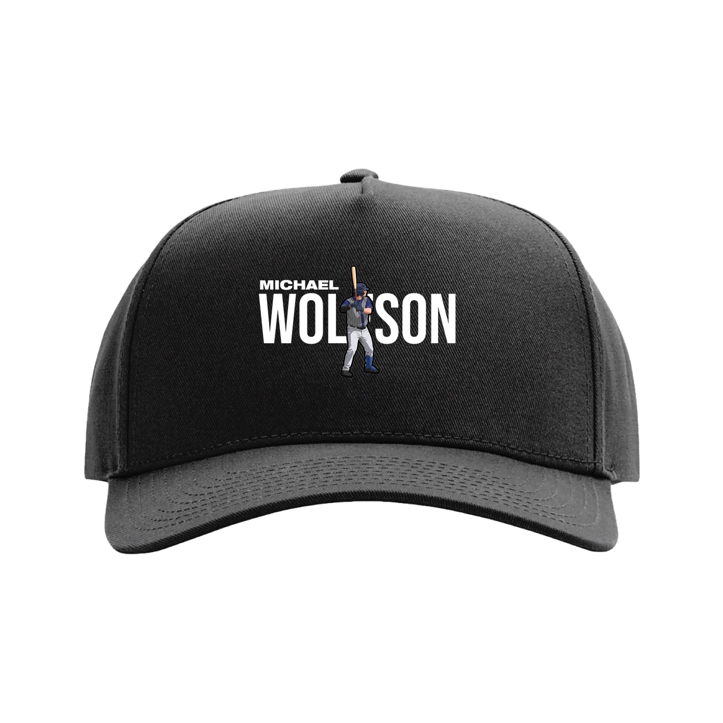 Full Fabric Five-Panel Champ Cap — Player Name in Black
