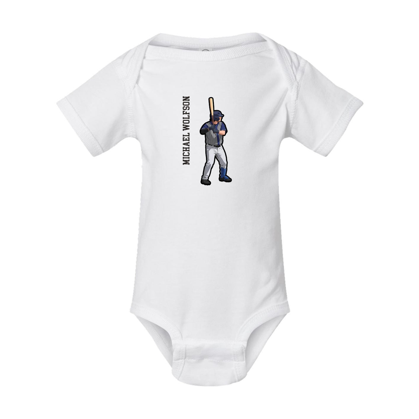 Baby Onesie — Name Vertical in White