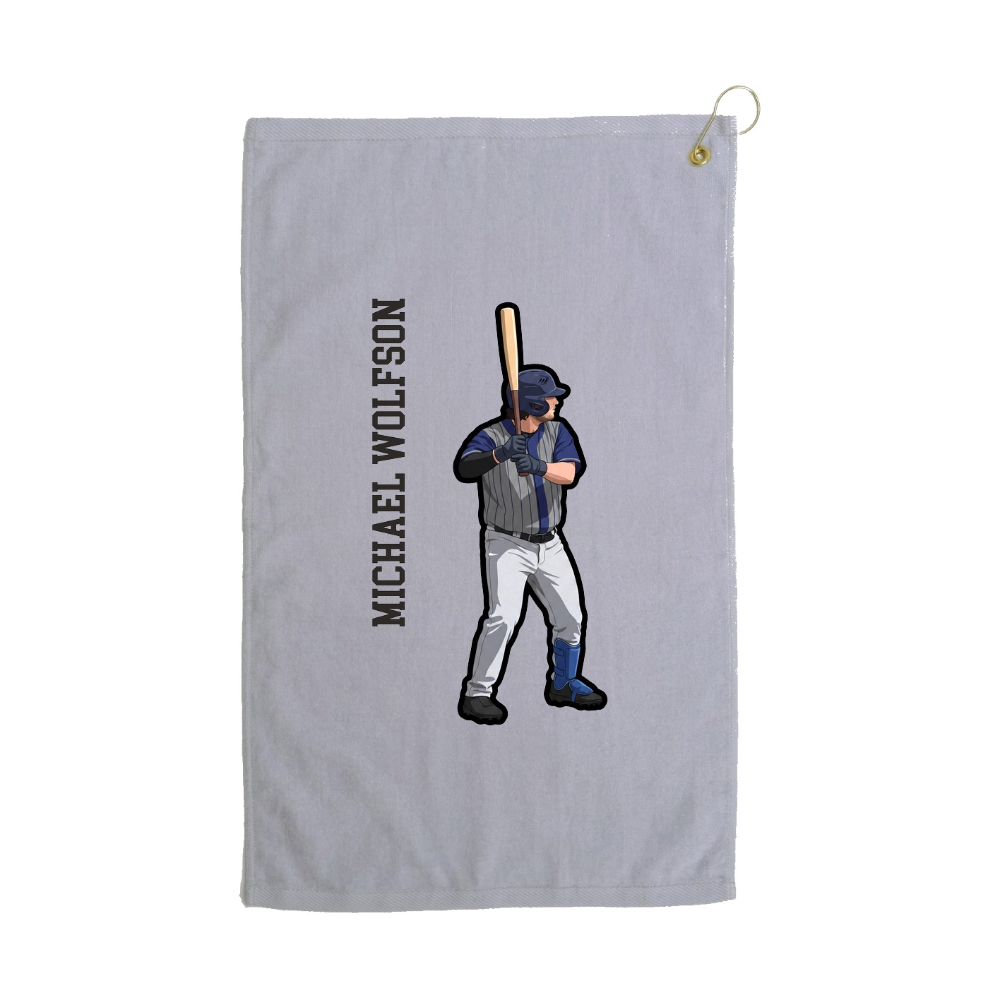 Golf Towel — Name Vertical in Grey
