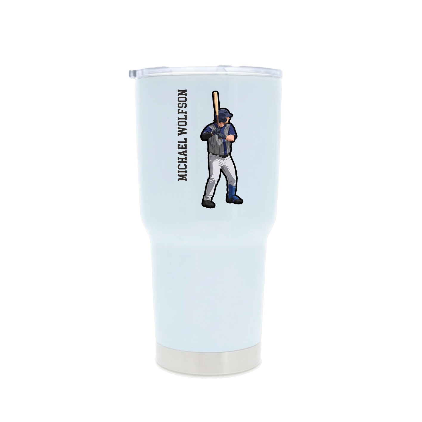 30oz Stainless Steel Tumbler — Name Vertical in White