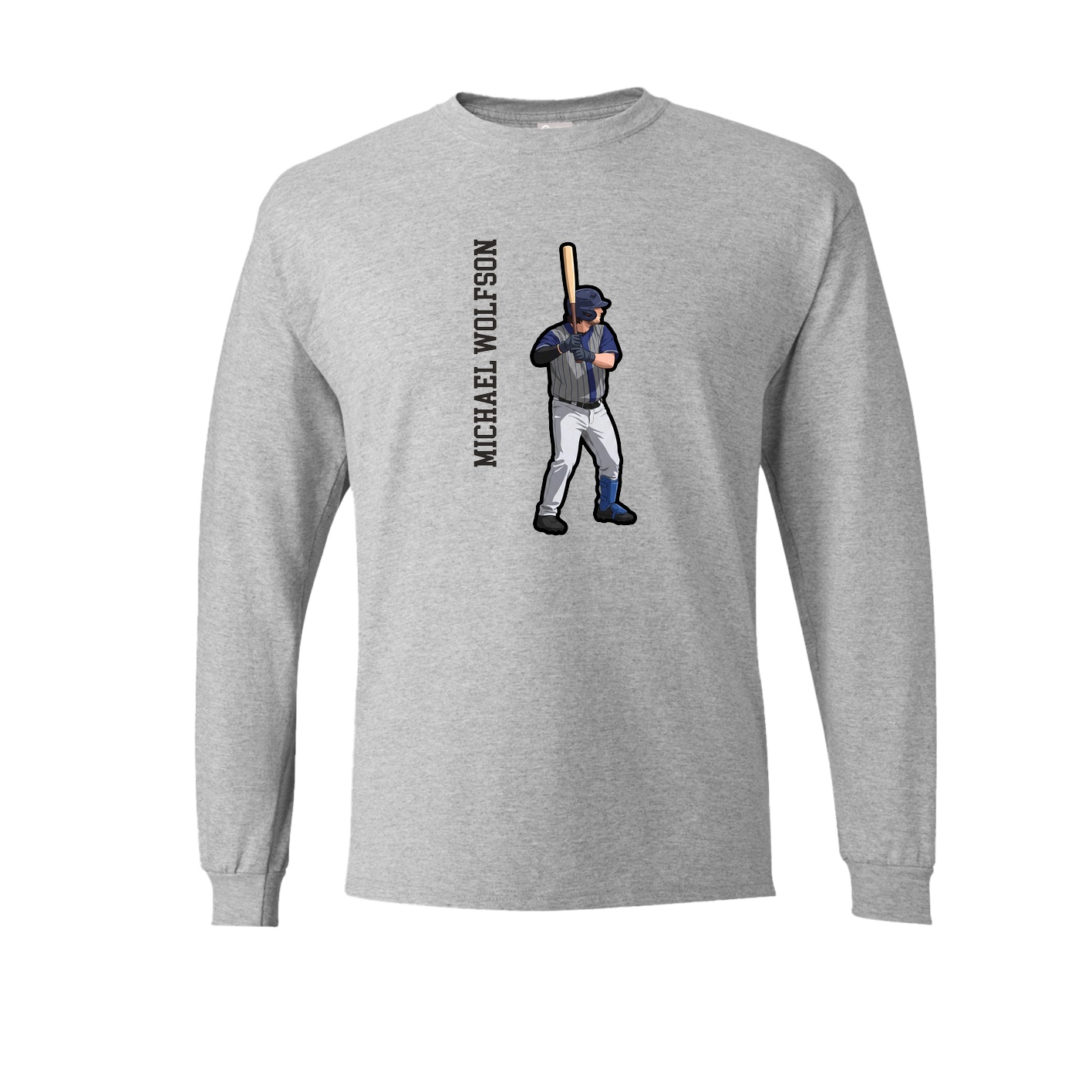 Long Sleeve Tee — Name Vertical in Grey