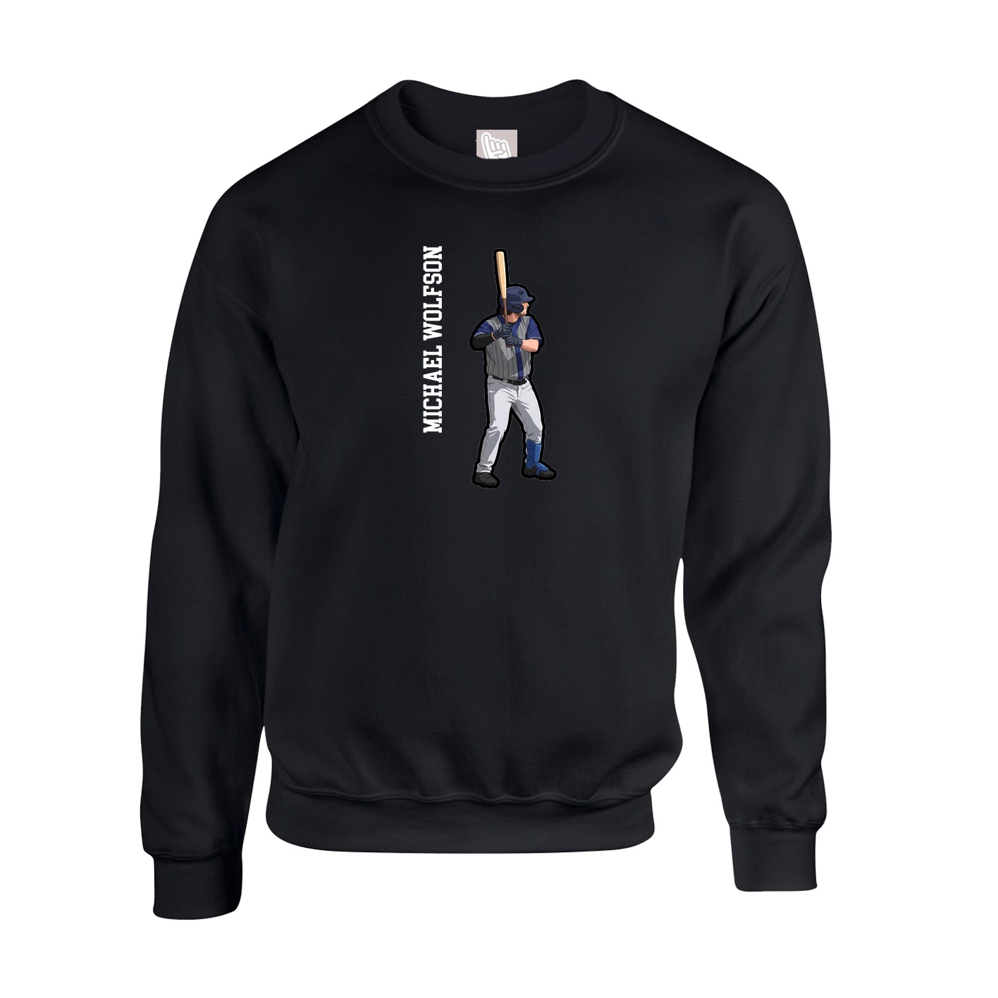 Fleece Crew — Name Vertical in Black