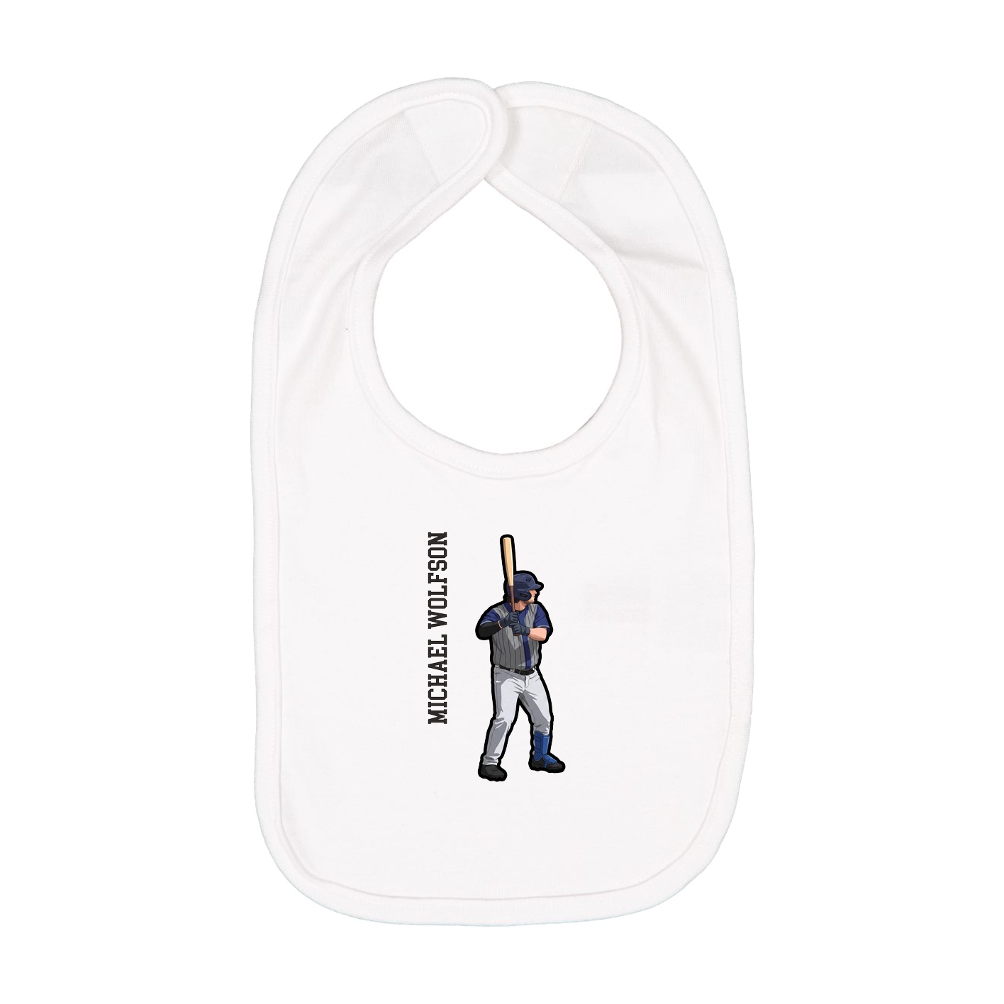 Infant Bib — Name Vertical in White