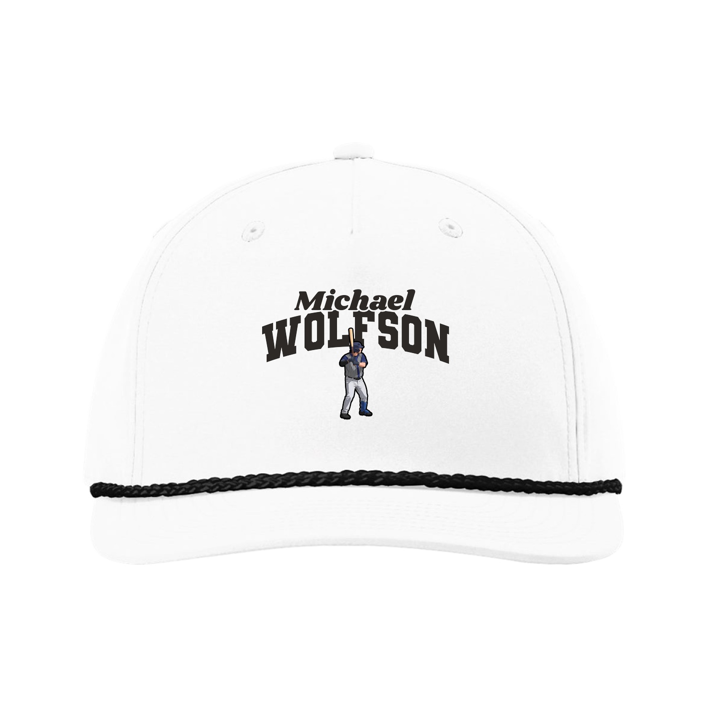 Five-Panel Classic Rope Cap — Signature Arch in White