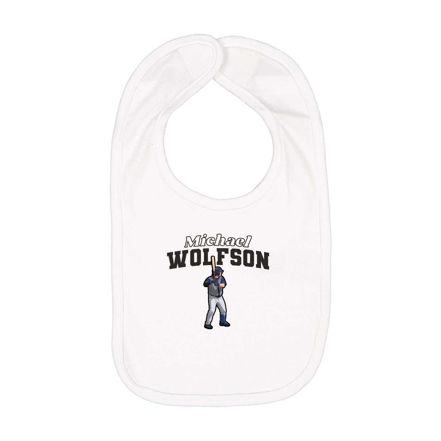 Infant Bib — Name Arch in White