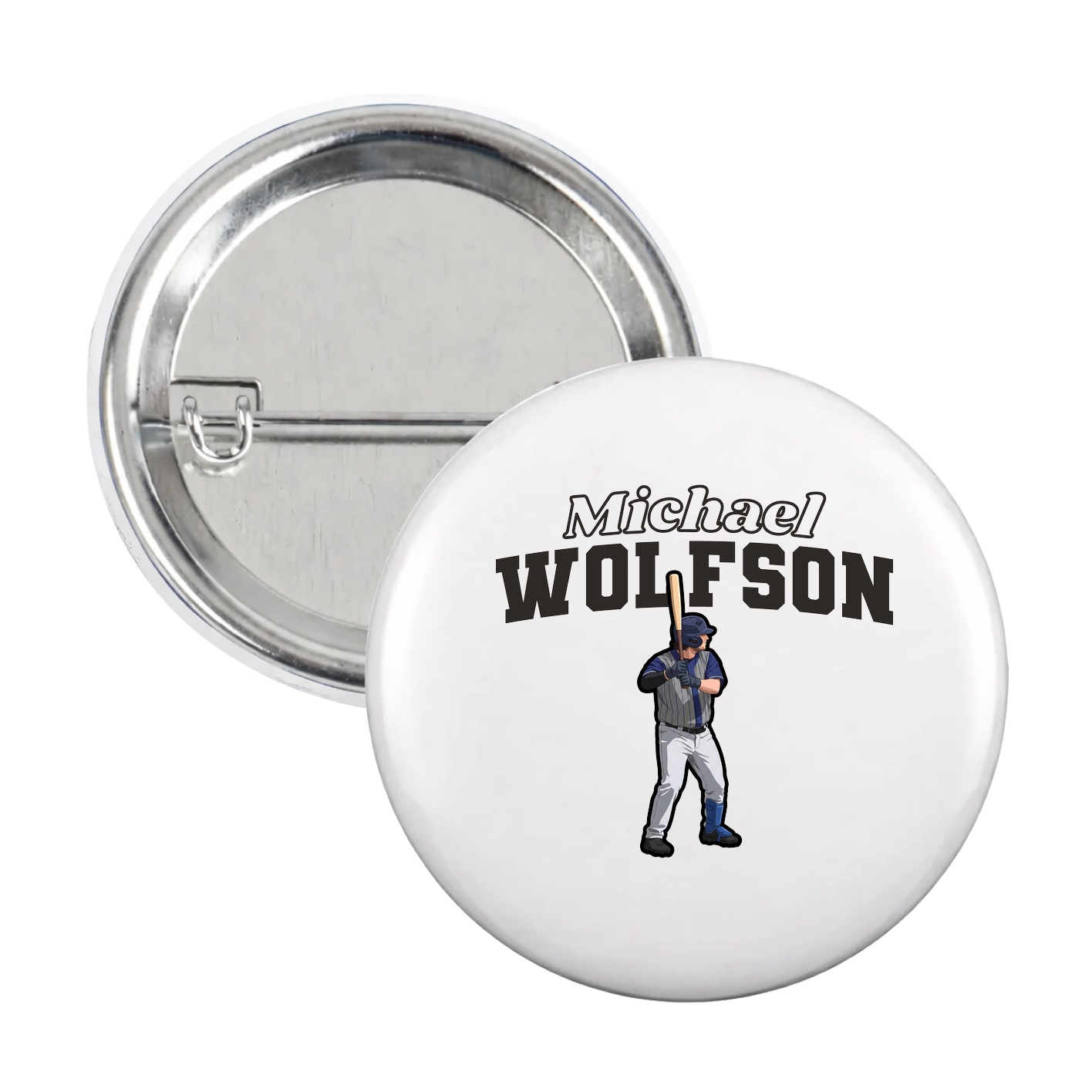Game Day Button — Name Arch in White