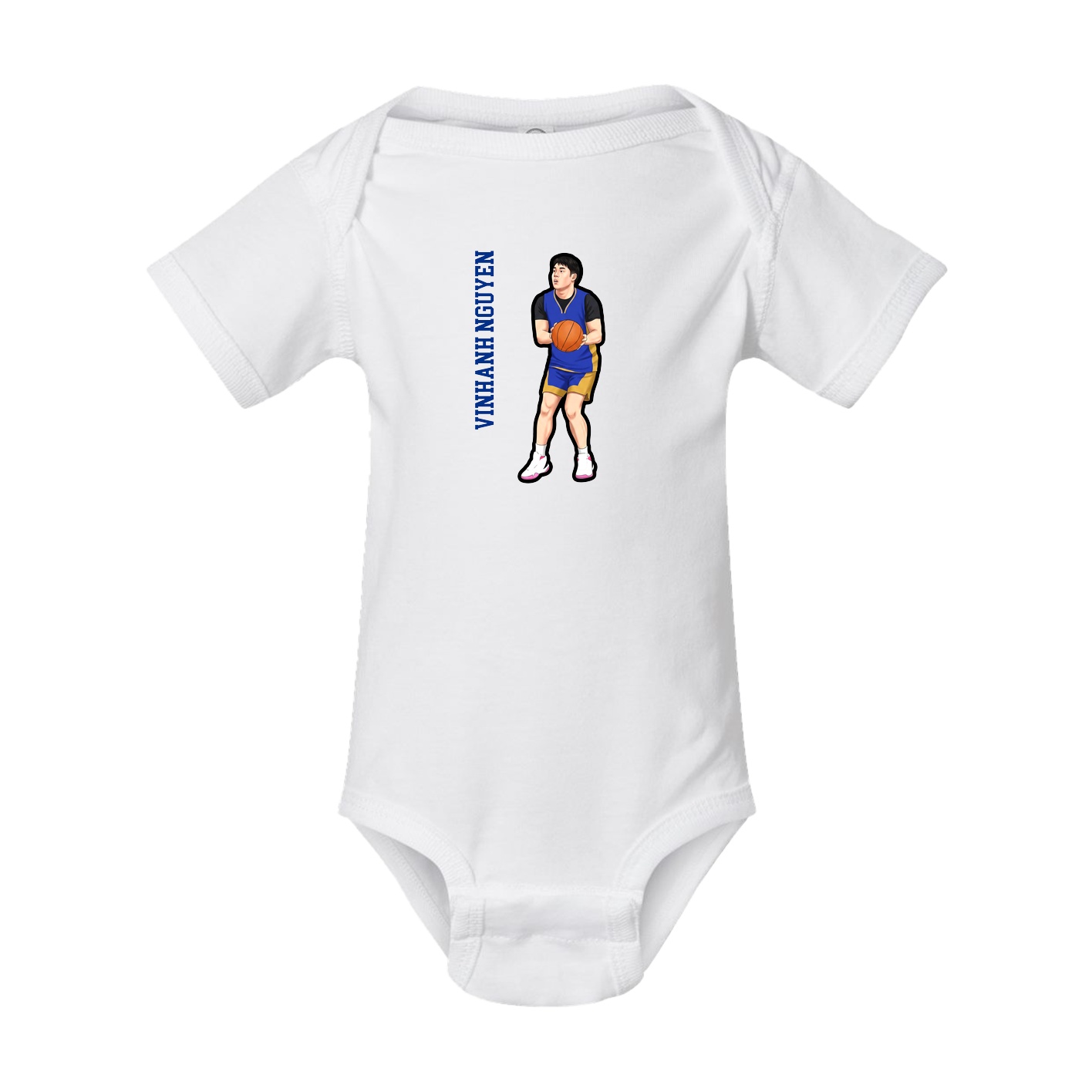 Baby Onesie — Name Vertical in White