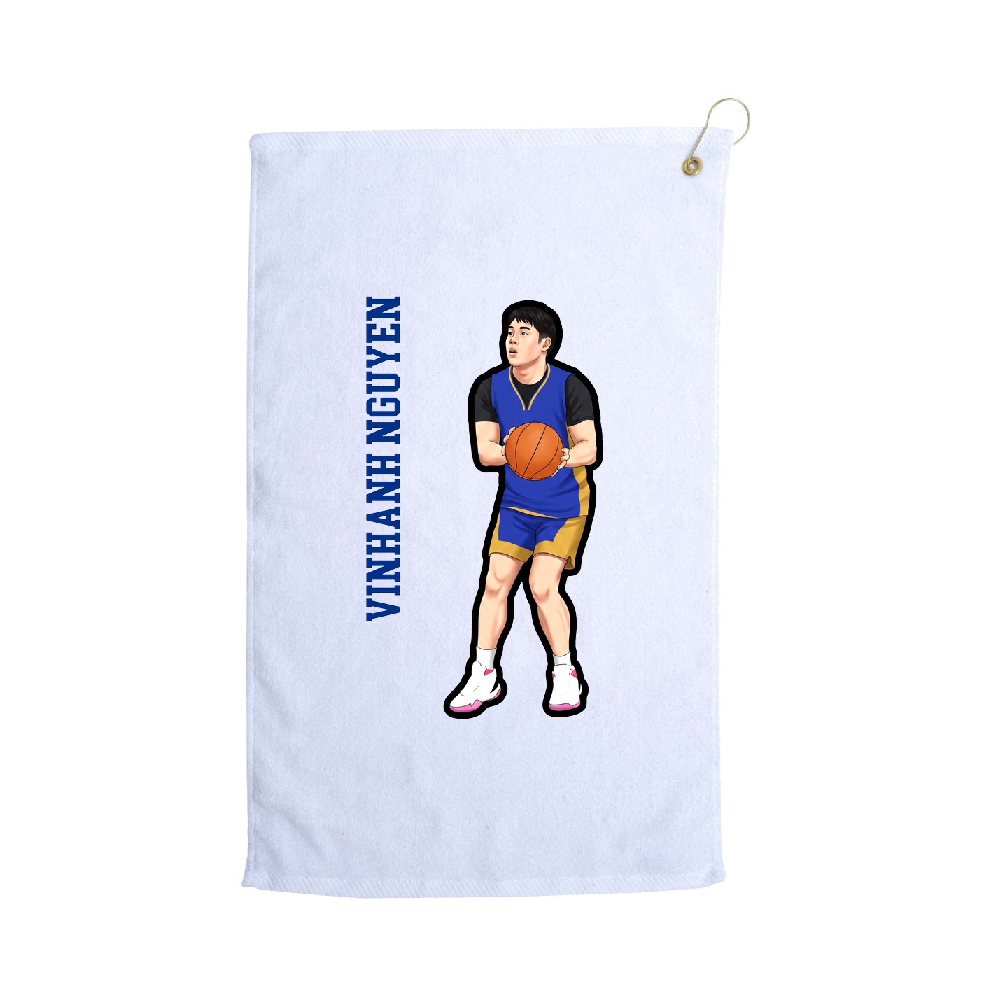Golf Towel — Name Vertical in White