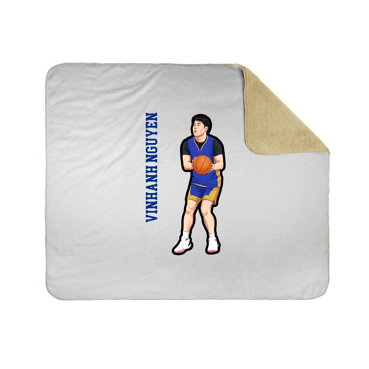 Throw Blanket — Name Vertical in White