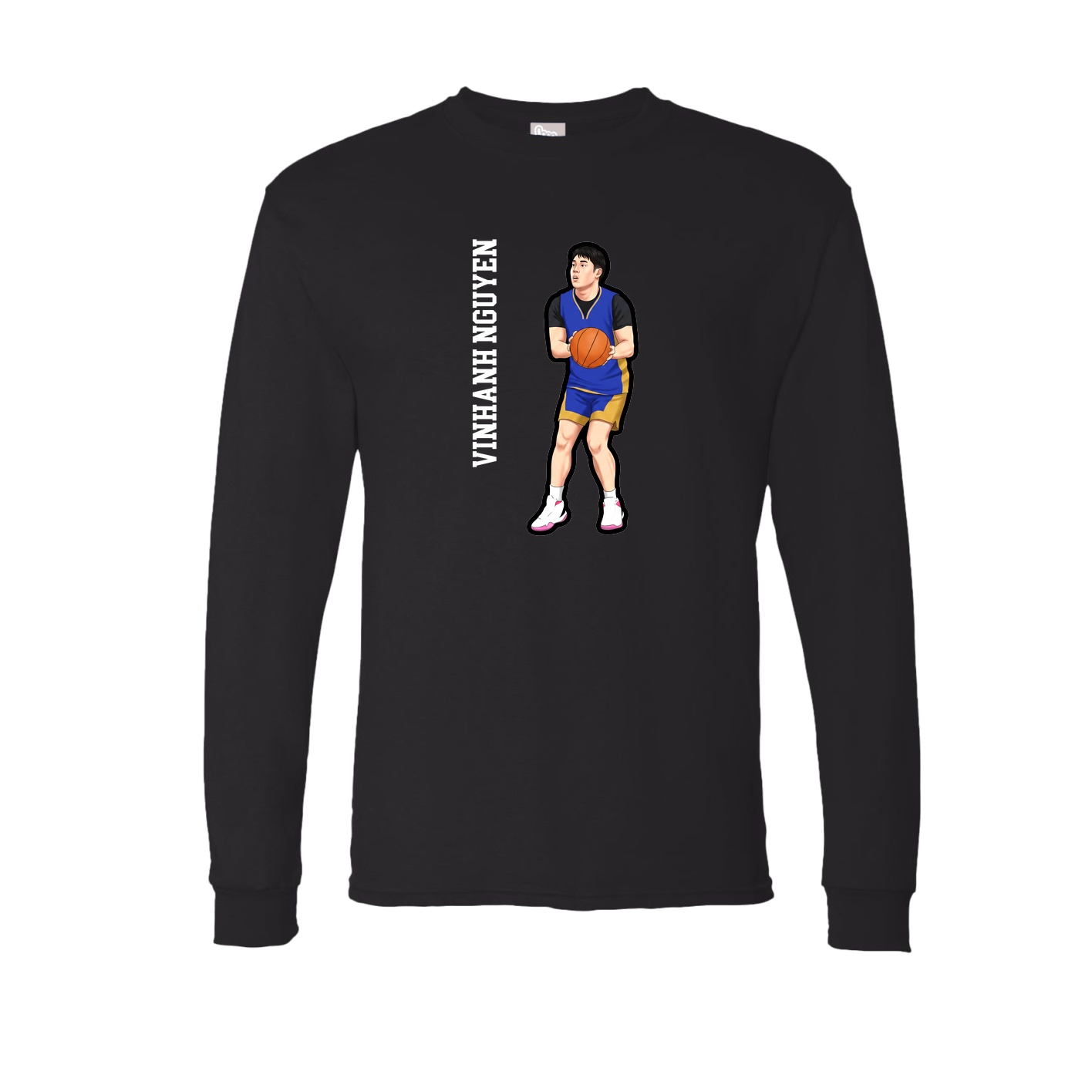 Long Sleeve Tee — Name Vertical in Black