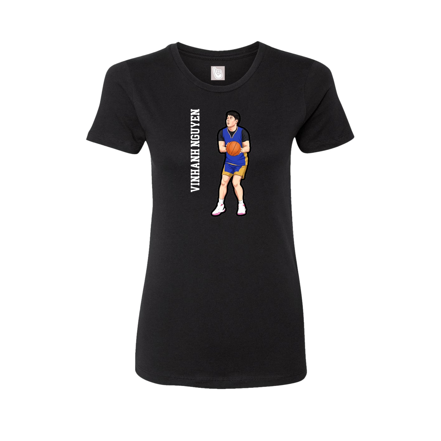 Fitted Women's Tee — Name Vertical in Black
