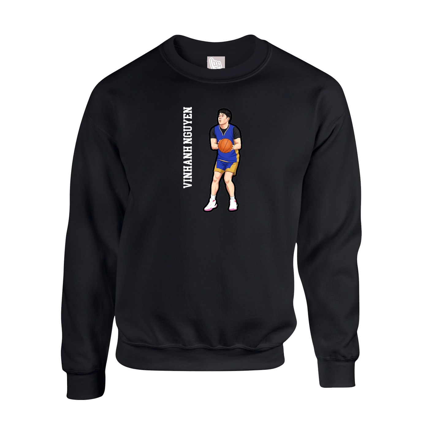 Fleece Crew — Name Vertical in Black