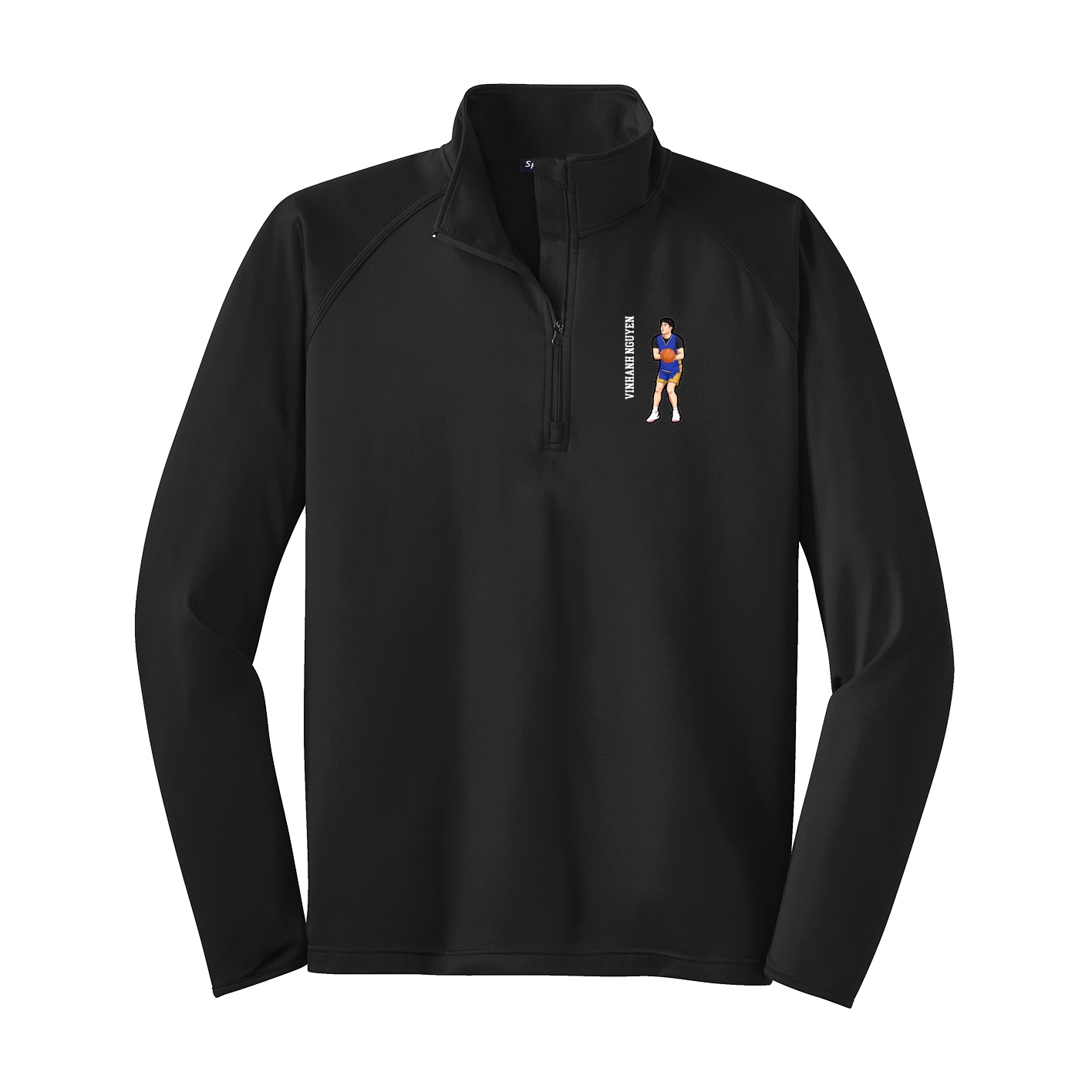 Q-Zip Pullover — Name Vertical in Black