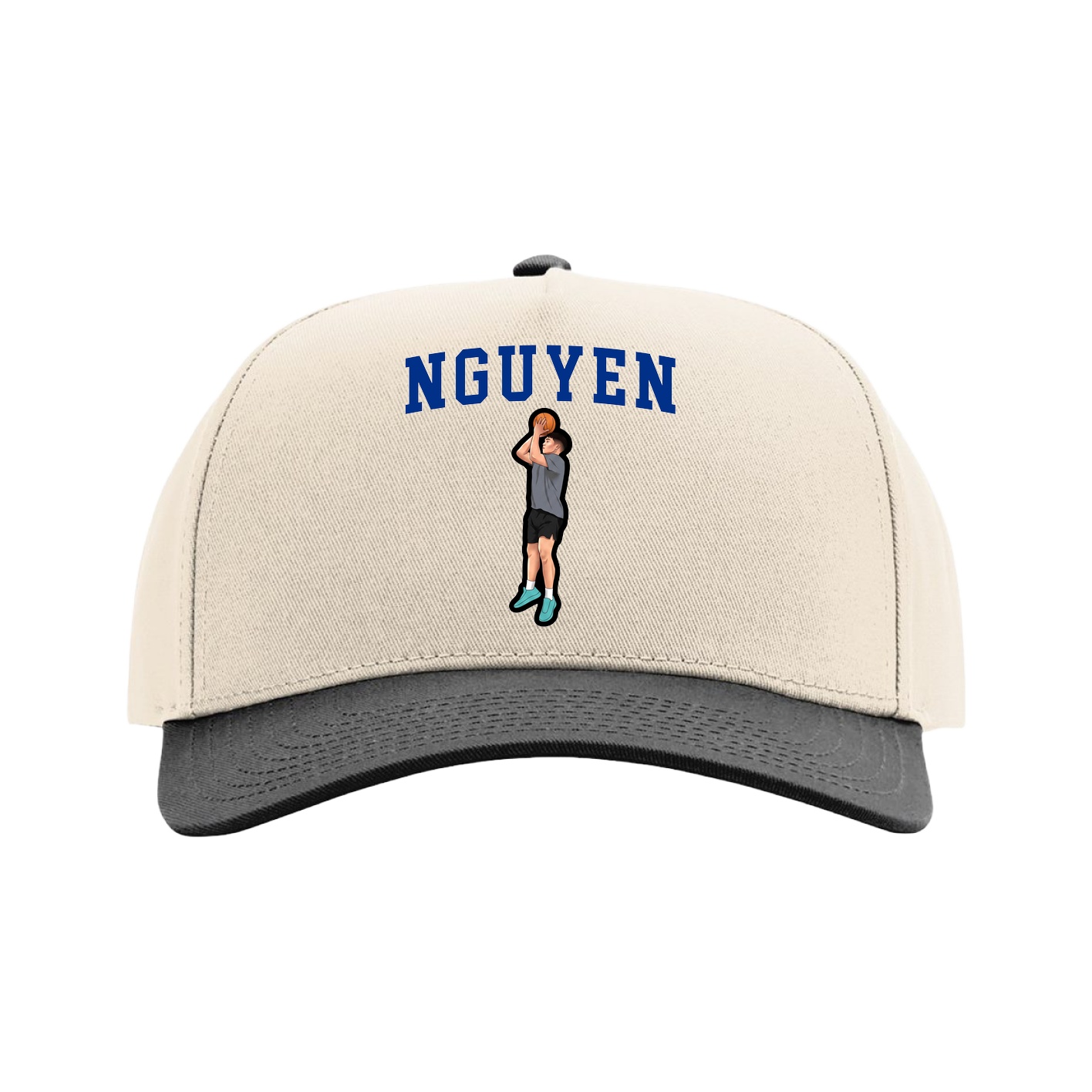 Full Fabric Five-Panel Champ Cap — Shirsey in Cream/Black
