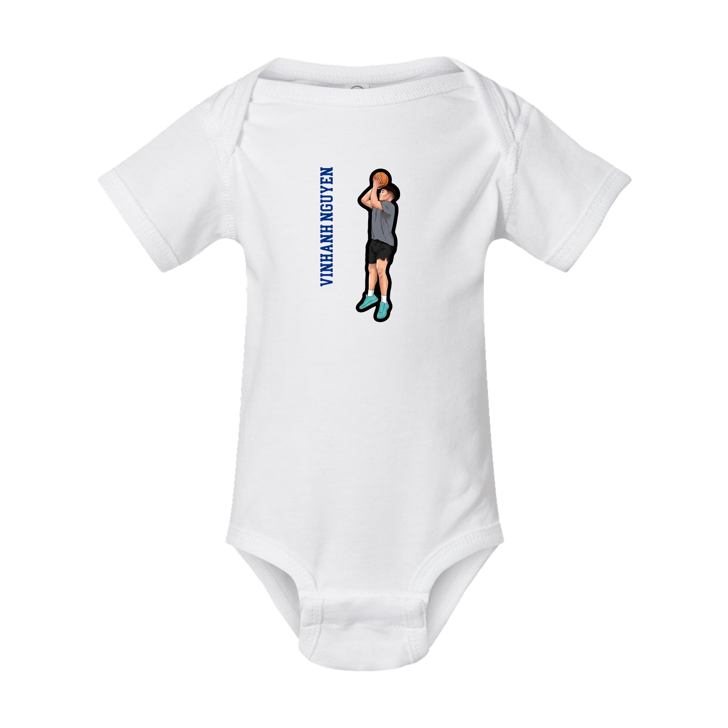 Baby Onesie — Name Vertical in White