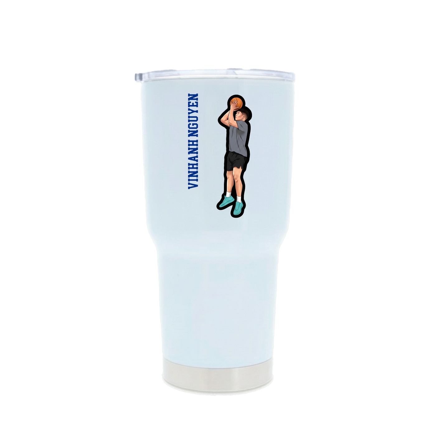 30oz Stainless Steel Tumbler — Name Vertical in White