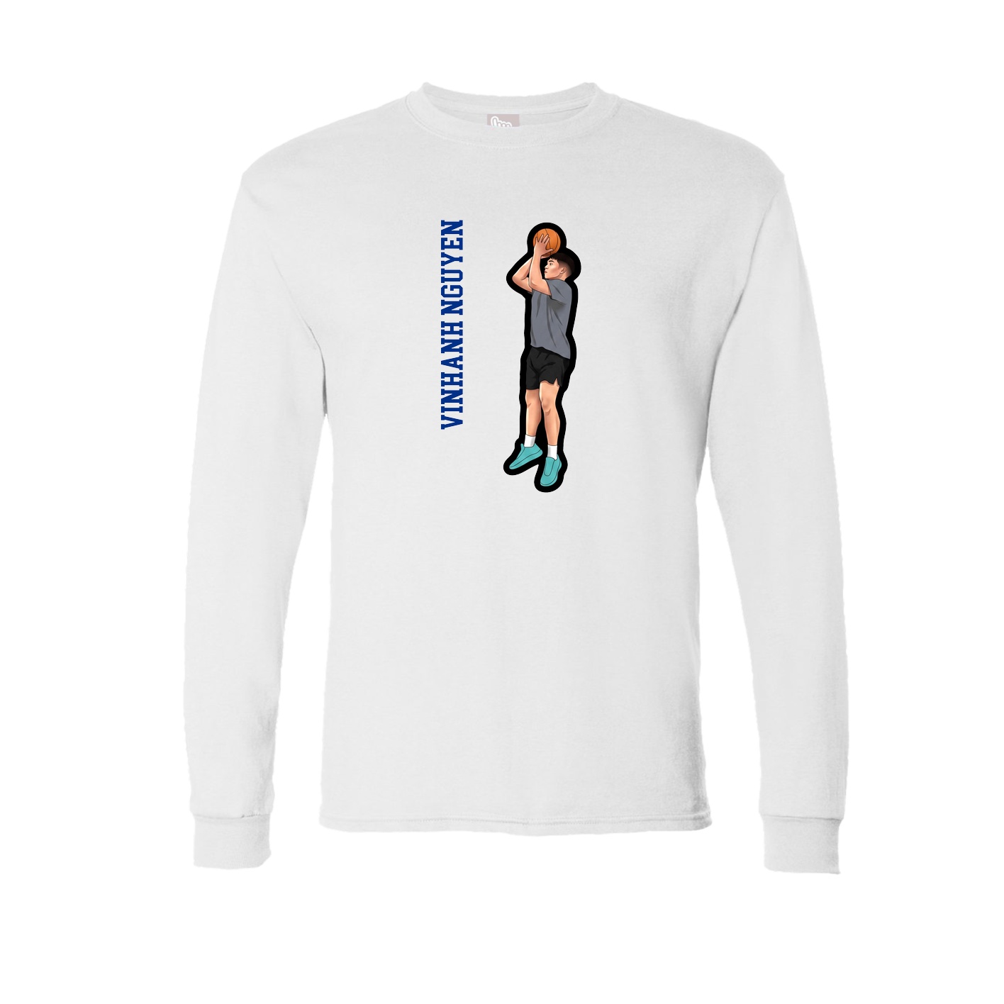 Long Sleeve Tee — Name Vertical in White