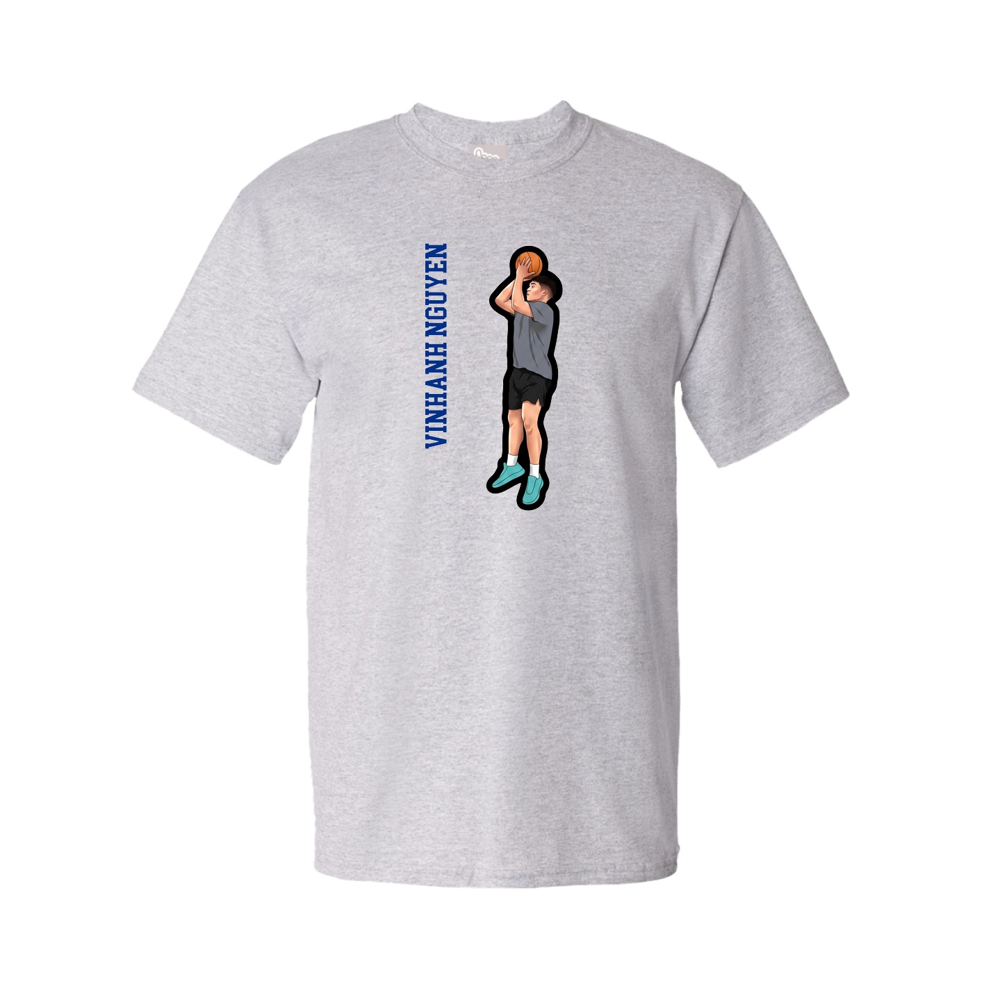 Youth Tee — Name Vertical in Grey