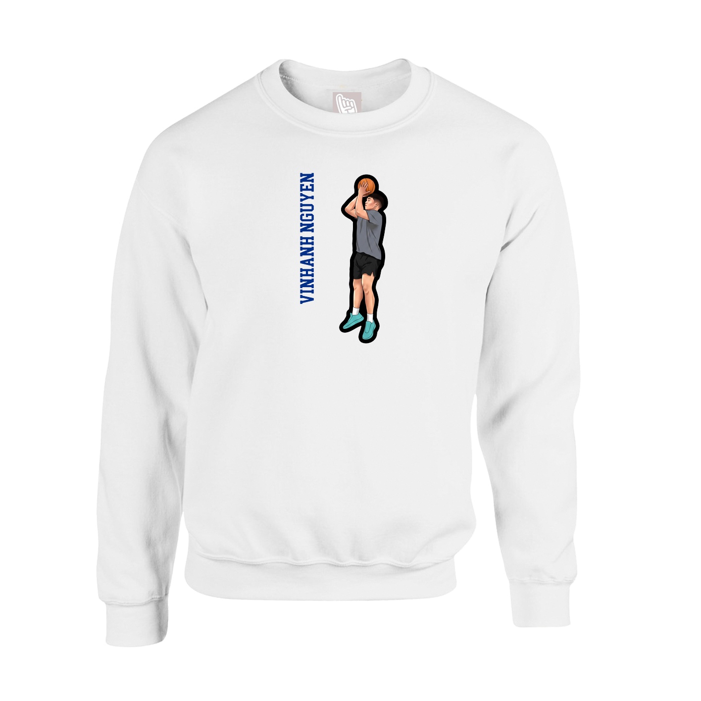 Fleece Crew — Name Vertical in White