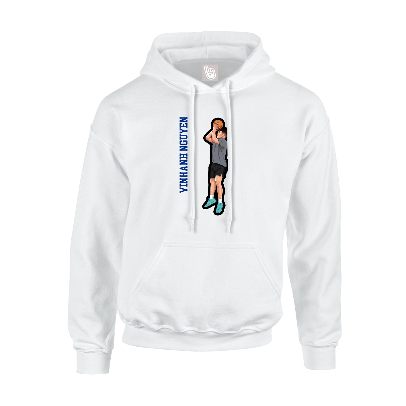 Youth Hoodie — Name Vertical in White