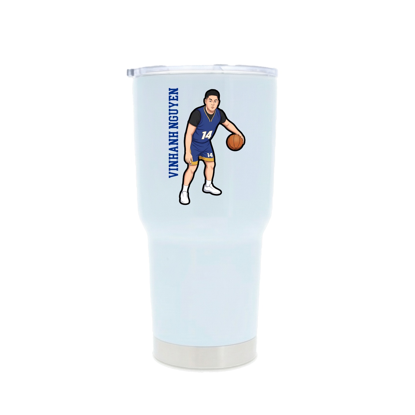 30oz Stainless Steel Tumbler — Name Vertical in White