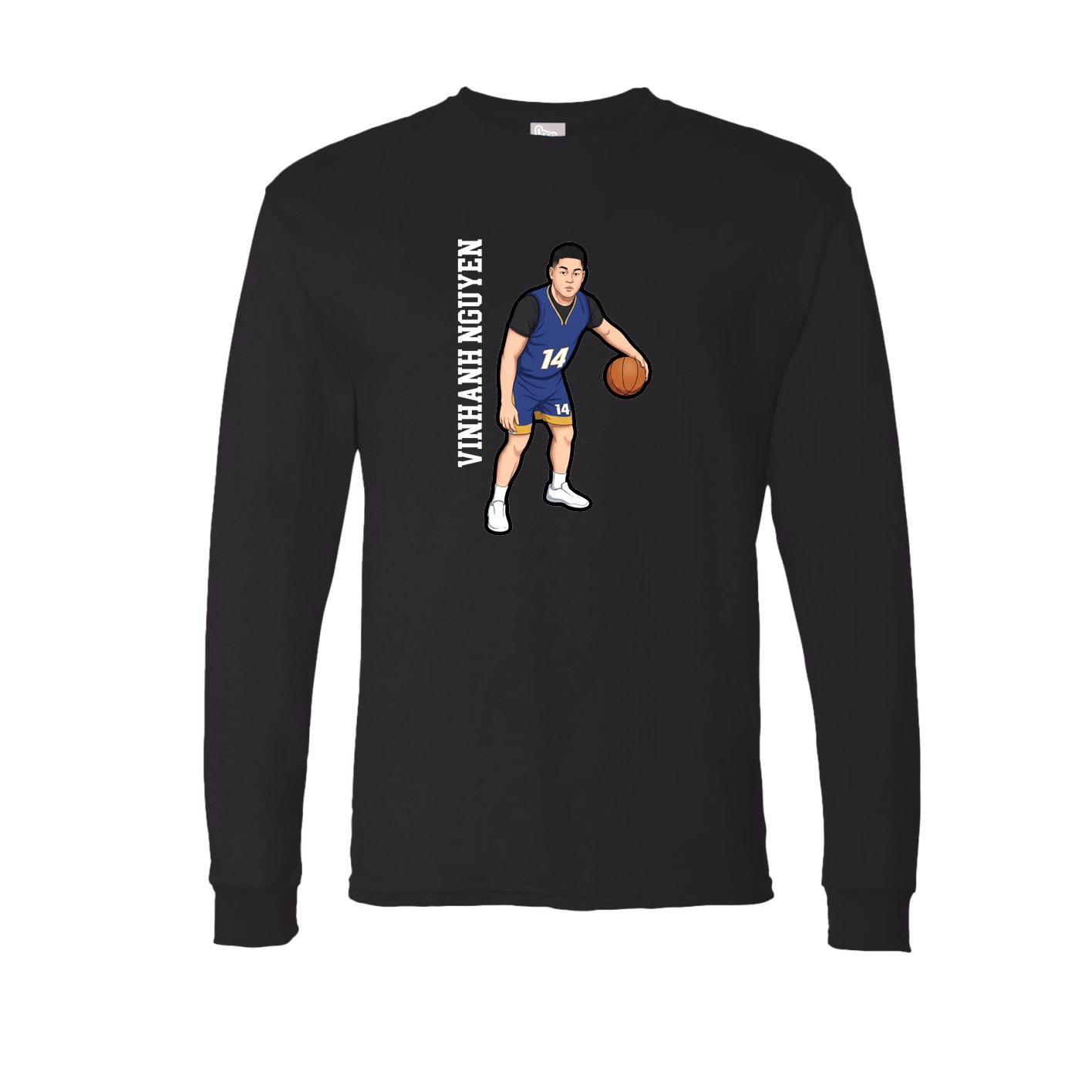 Long Sleeve Tee — Name Vertical in Black