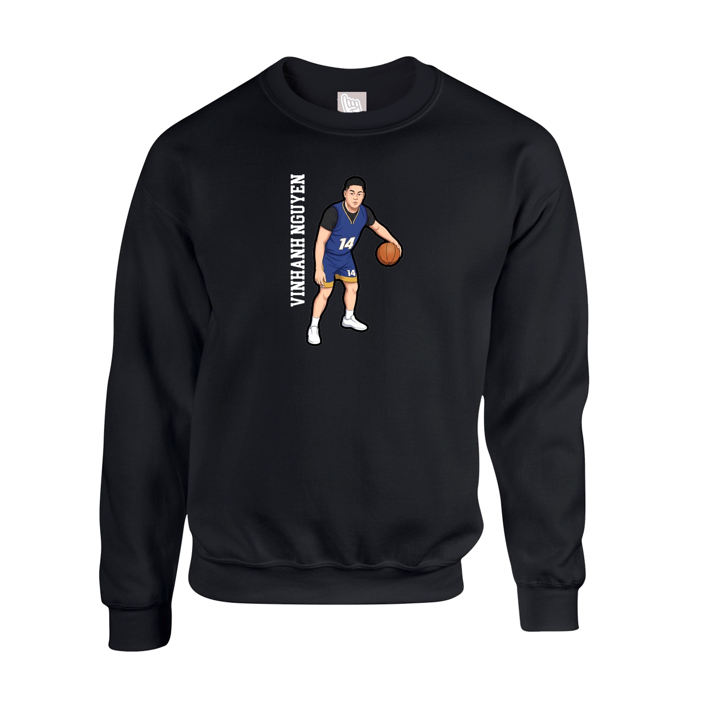 Fleece Crew — Name Vertical in Black