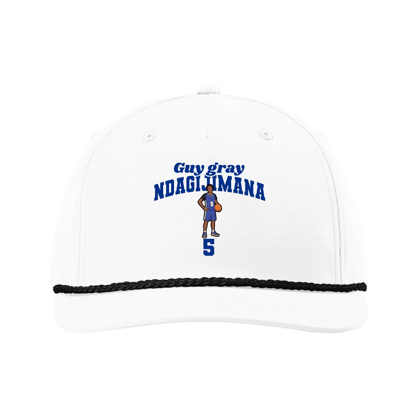 Five-Panel Classic Rope Cap — Signature Arch in White