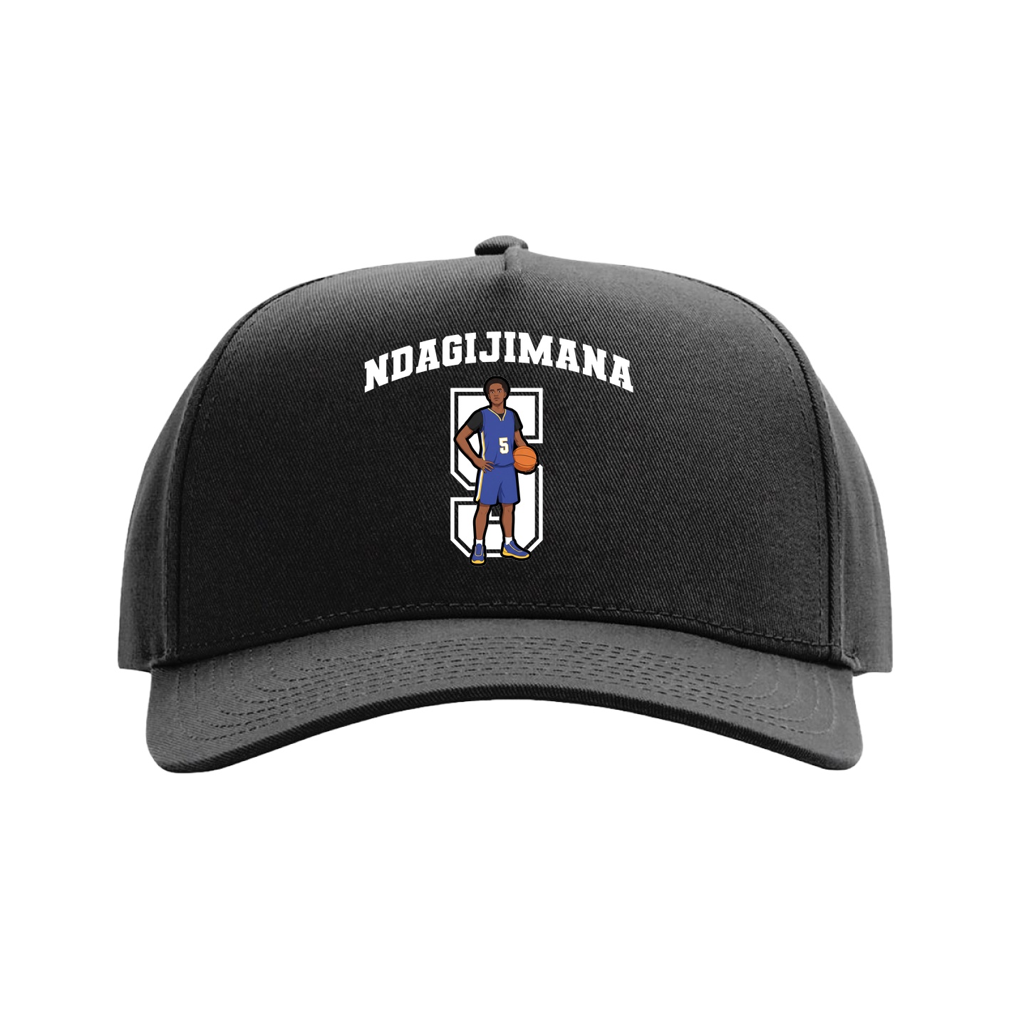 Full Fabric Five-Panel Champ Cap — Number in Black