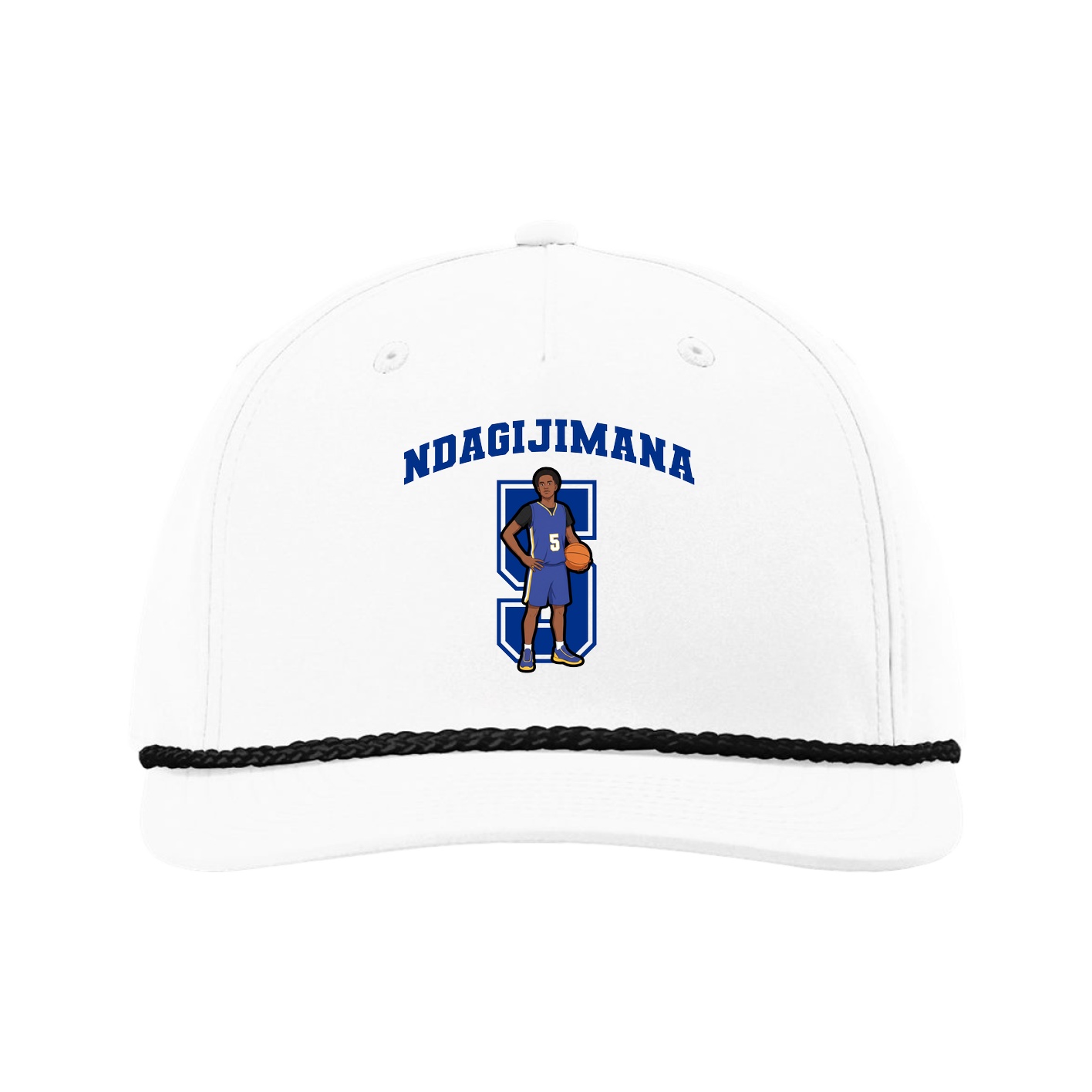 Five-Panel Classic Rope Cap — Number in White