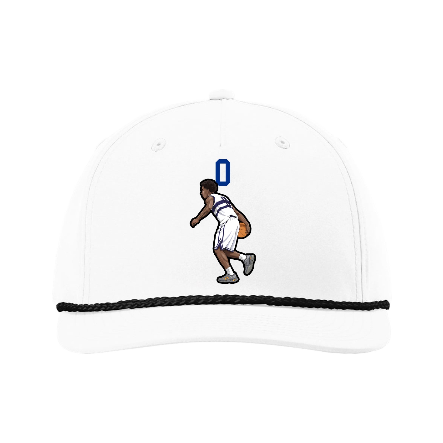 Five-Panel Classic Rope Cap — Number Top in White