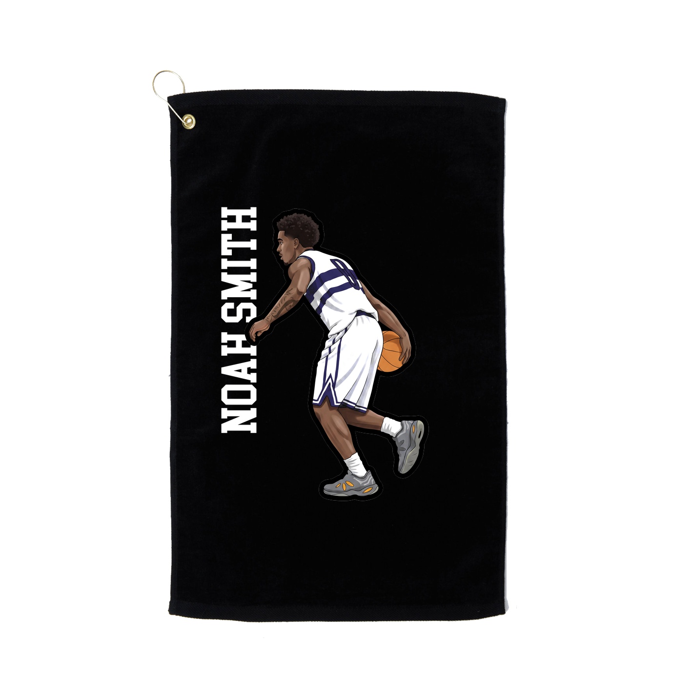 Golf Towel — Name Vertical in Black