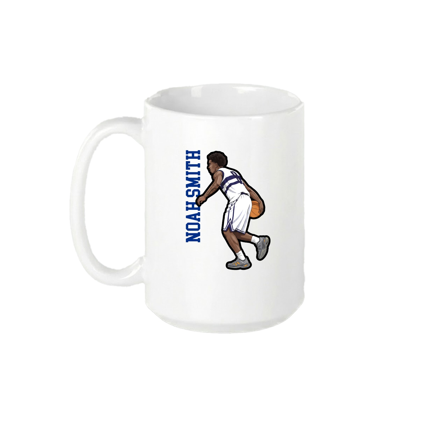 15oz Coffee Mug — Name Vertical in White