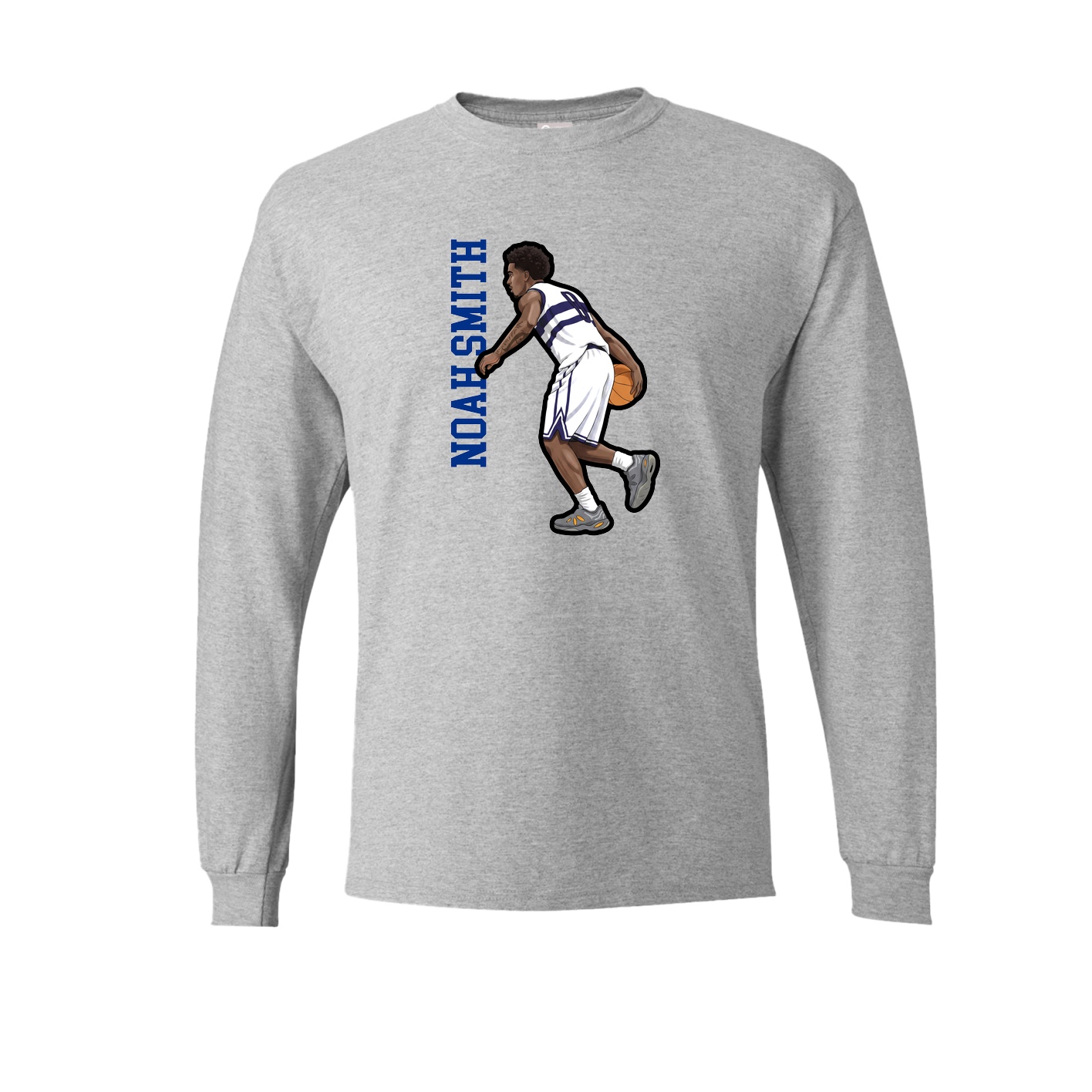 Long Sleeve Tee — Name Vertical in Grey