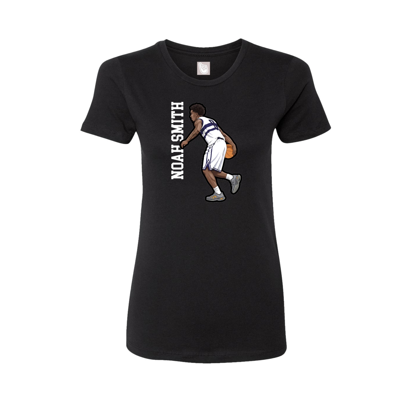 Womens Tee — Name Vertical in Black