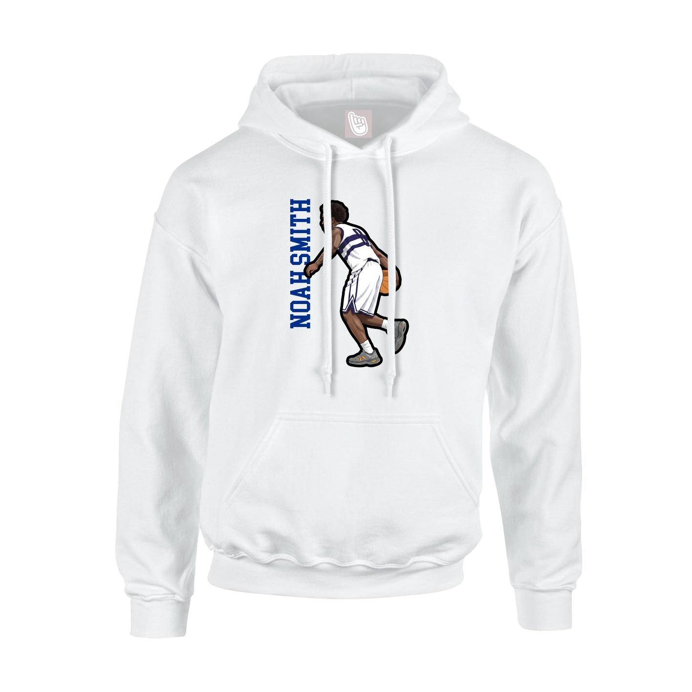 Youth Hoodie — Name Vertical in White