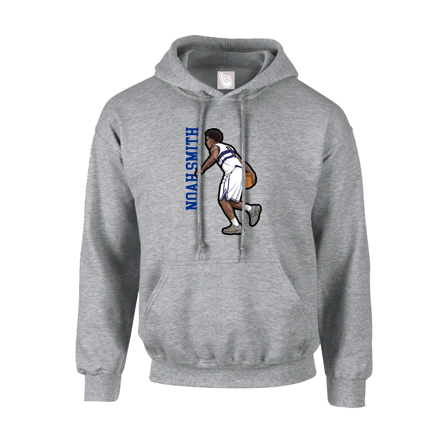 Youth Hoodie — Name Vertical in Grey