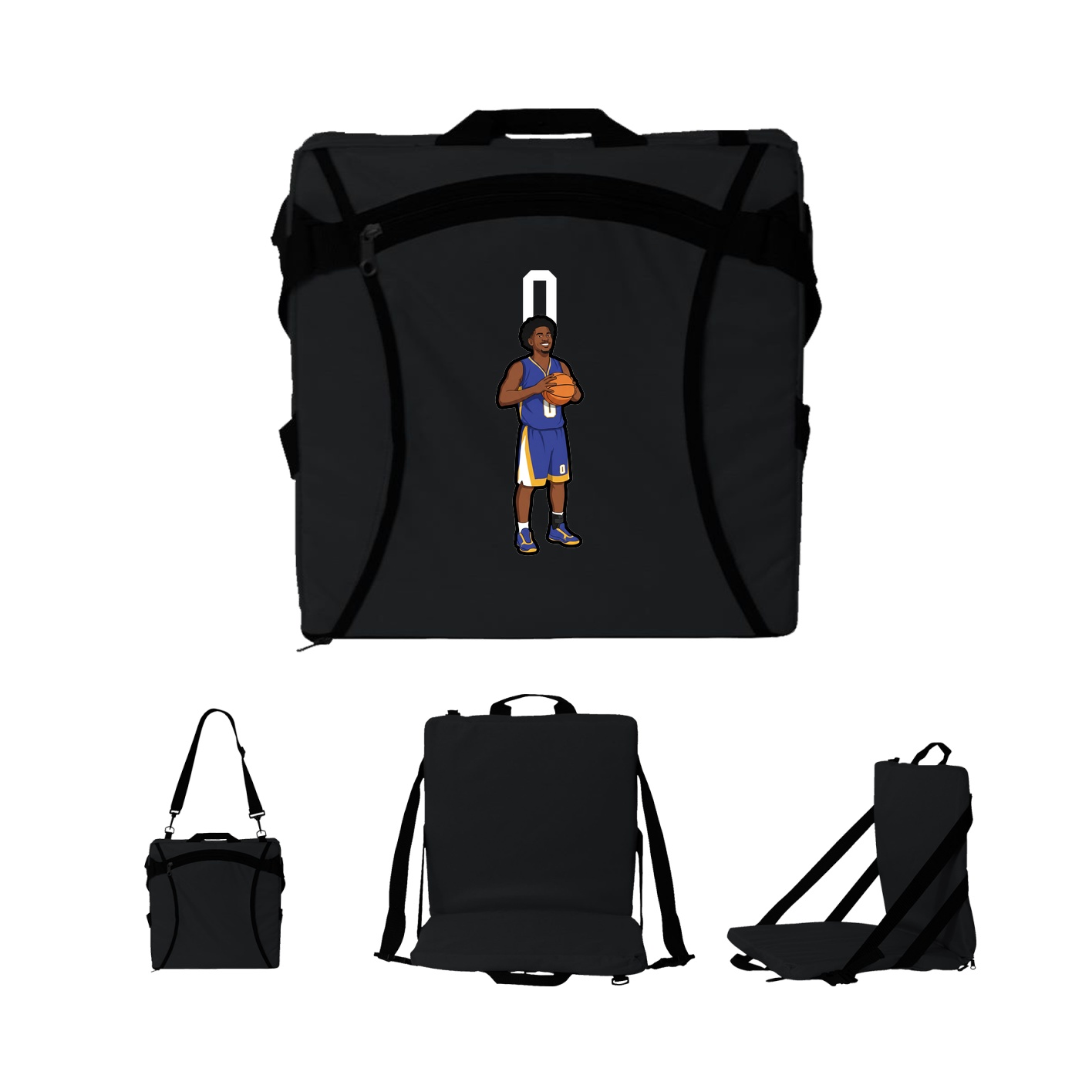 Folding Stadium Seat — Number Top in Black