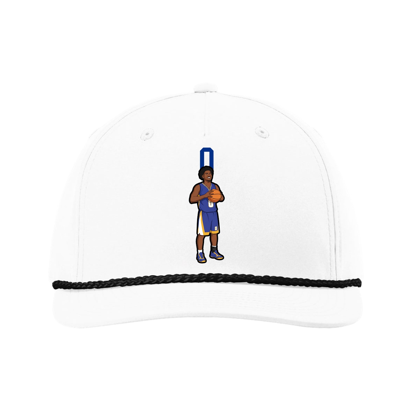 Five-Panel Classic Rope Cap — Number Top in White