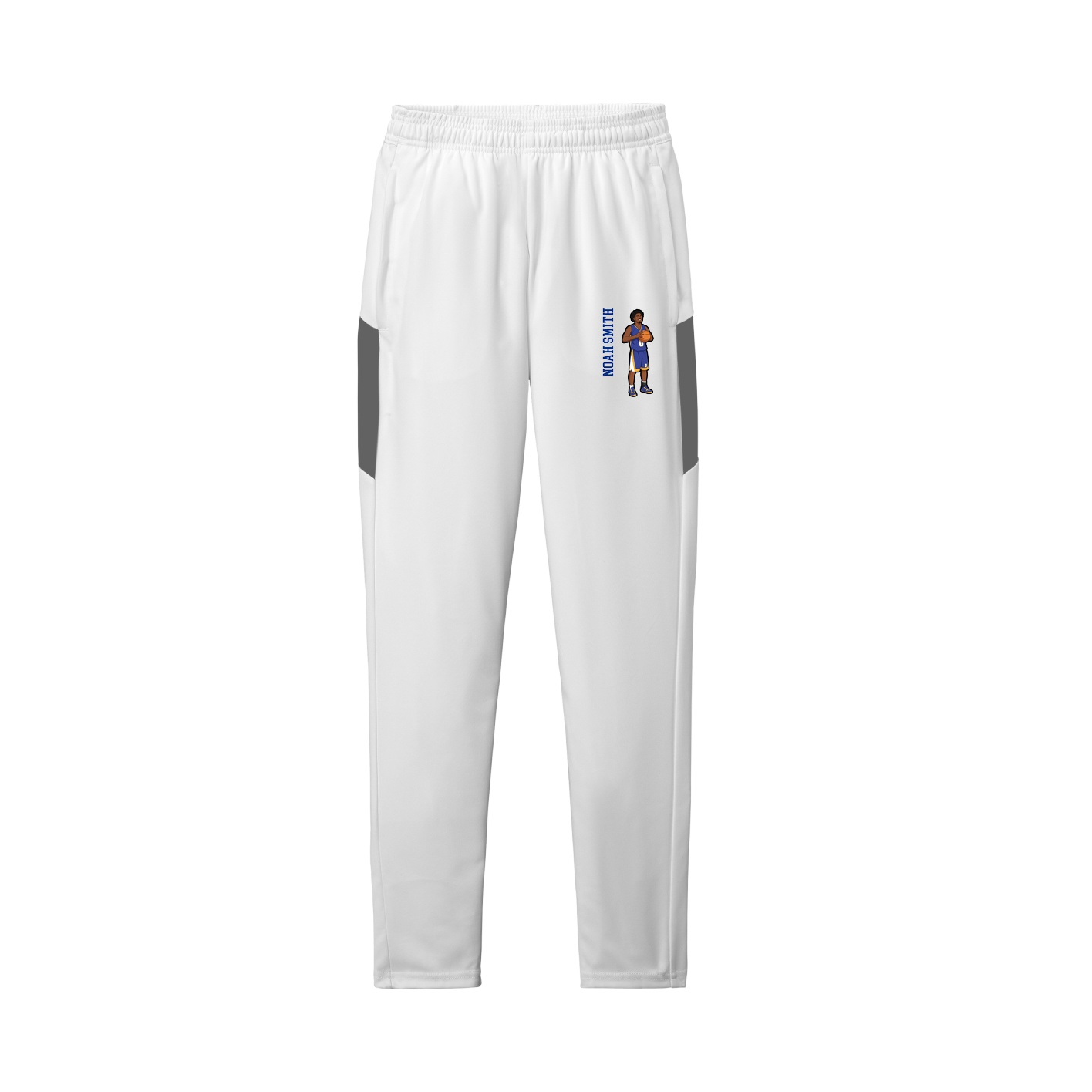 Team Travel Pant — Name Vertical in White/Grey