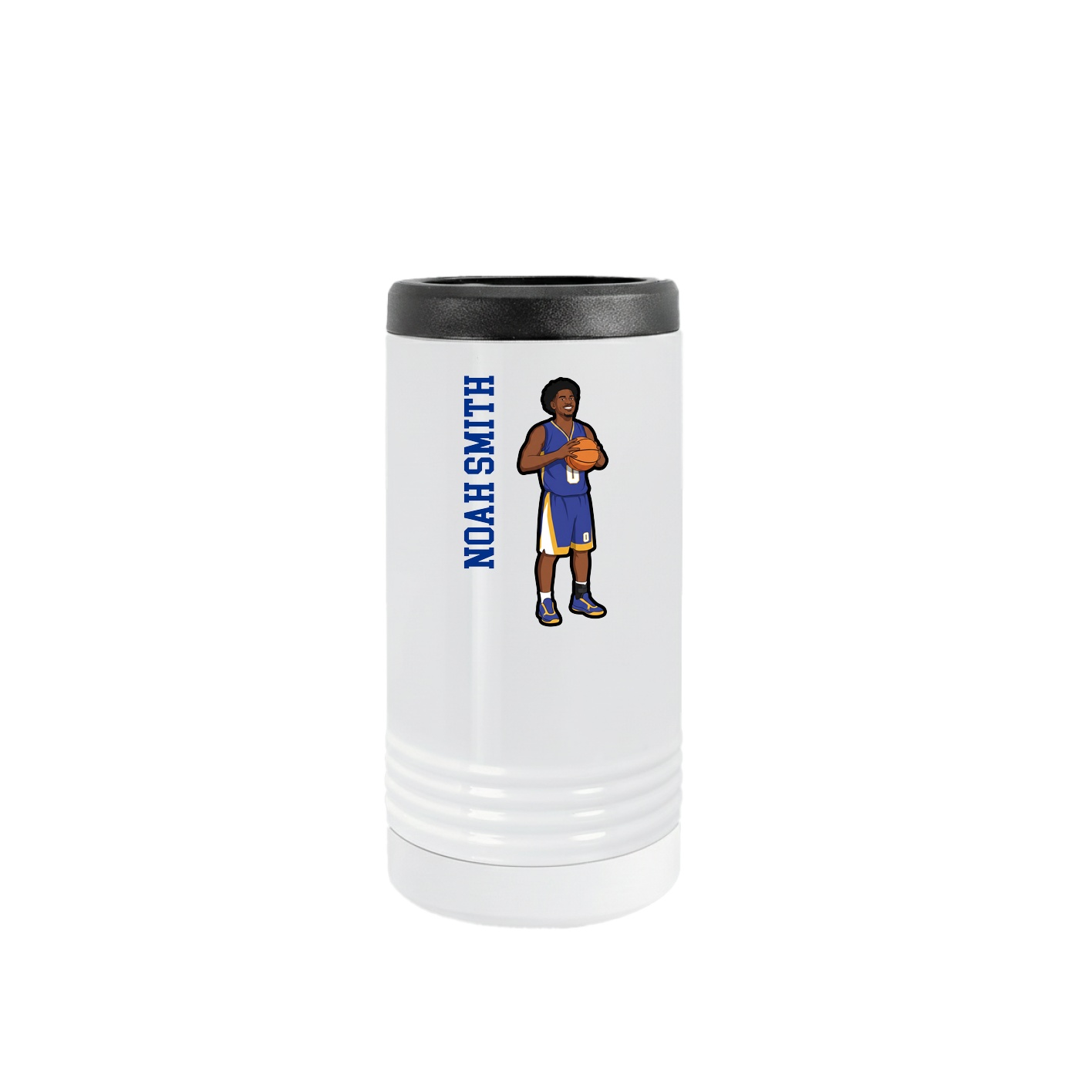 Slim Beverage Holder — Name Vertical in White