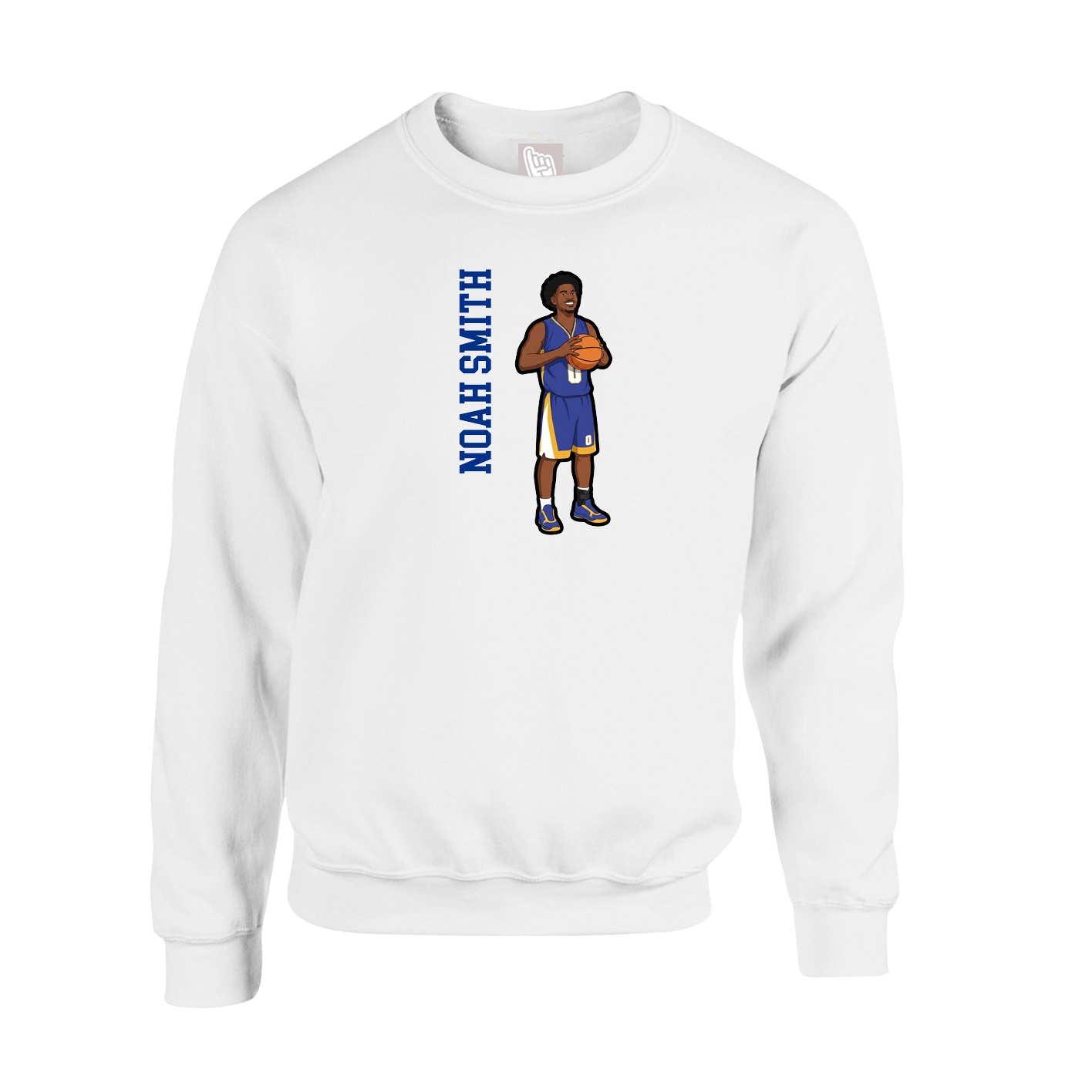 Fleece Crew — Name Vertical in White