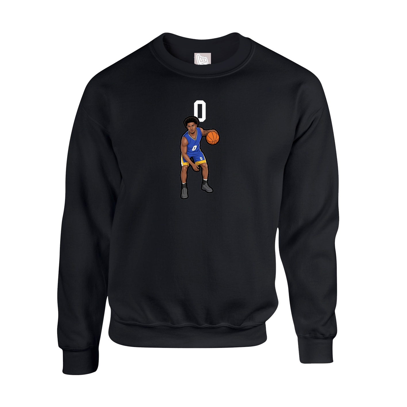 Fleece Crew — Number Top in Black